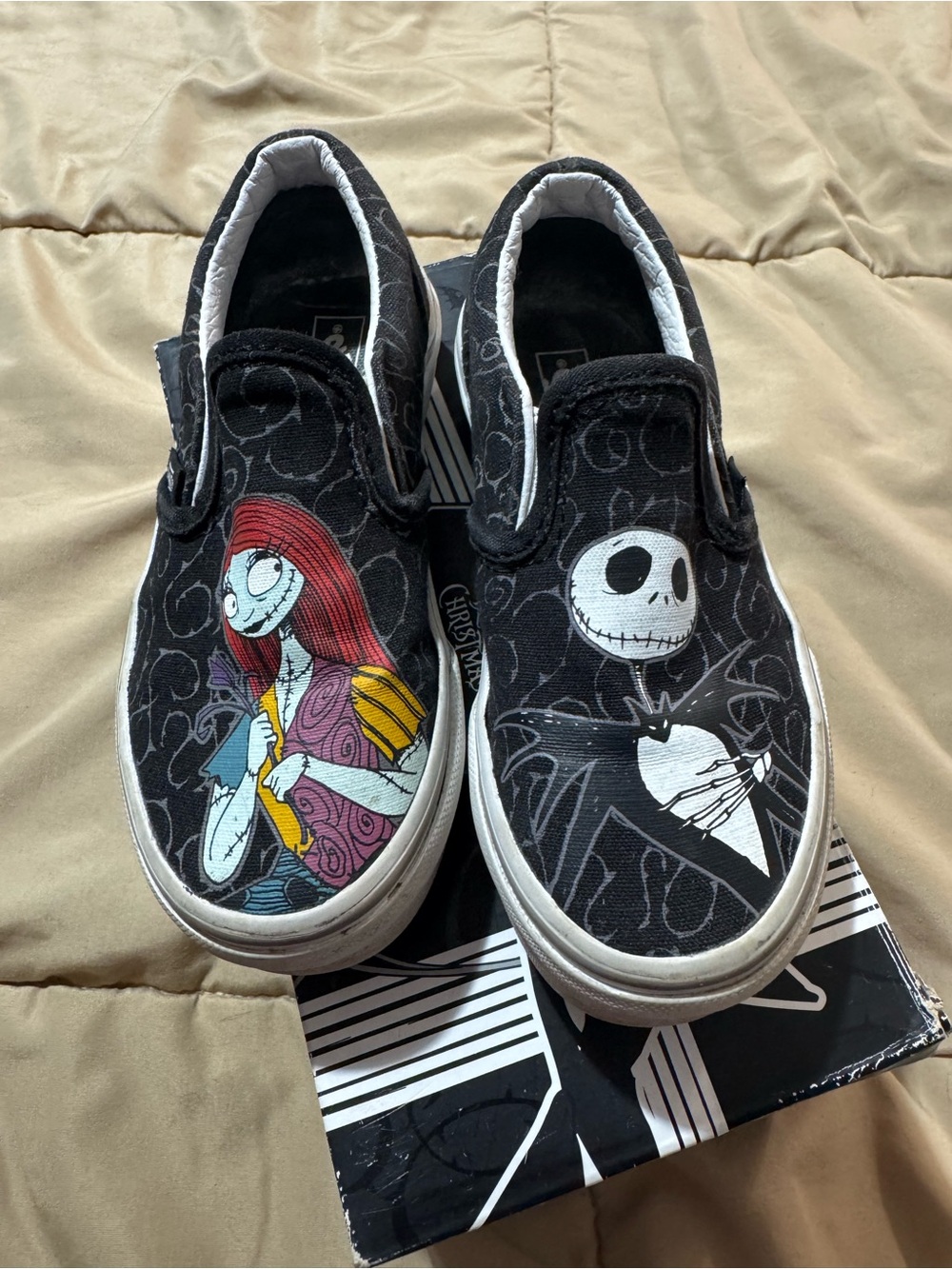 The Nightmare Before Christmas Kids vans Slip-On Shoes - Black